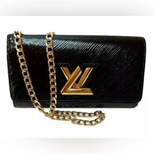 Louis Vuitton Cream and Black Wallet with Signature Monogram ( crossbody chain)